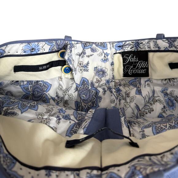 Saks Fifth Ave Owen Miller  Chino Pants Men's 28 Cotton Blue Trousers Italy - Picture 9 of 11